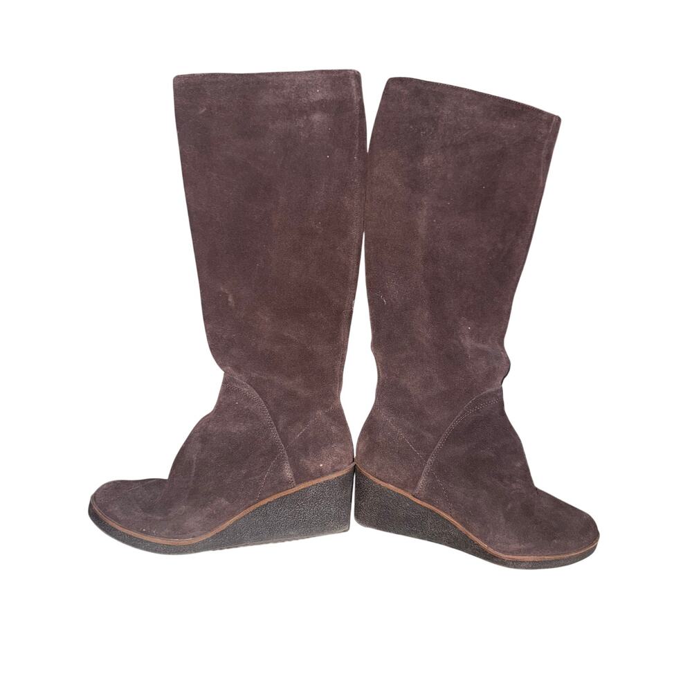 Aerosoles Binocular Women’s 6.5 Brown Suede Leather Knee High Wedge Boots - Picture 4 of 6